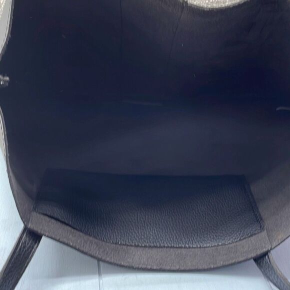 Vince Camuto Tote Black Faux Leather‎ Shoulder Bag Gray Striped - Picture 6 of 8